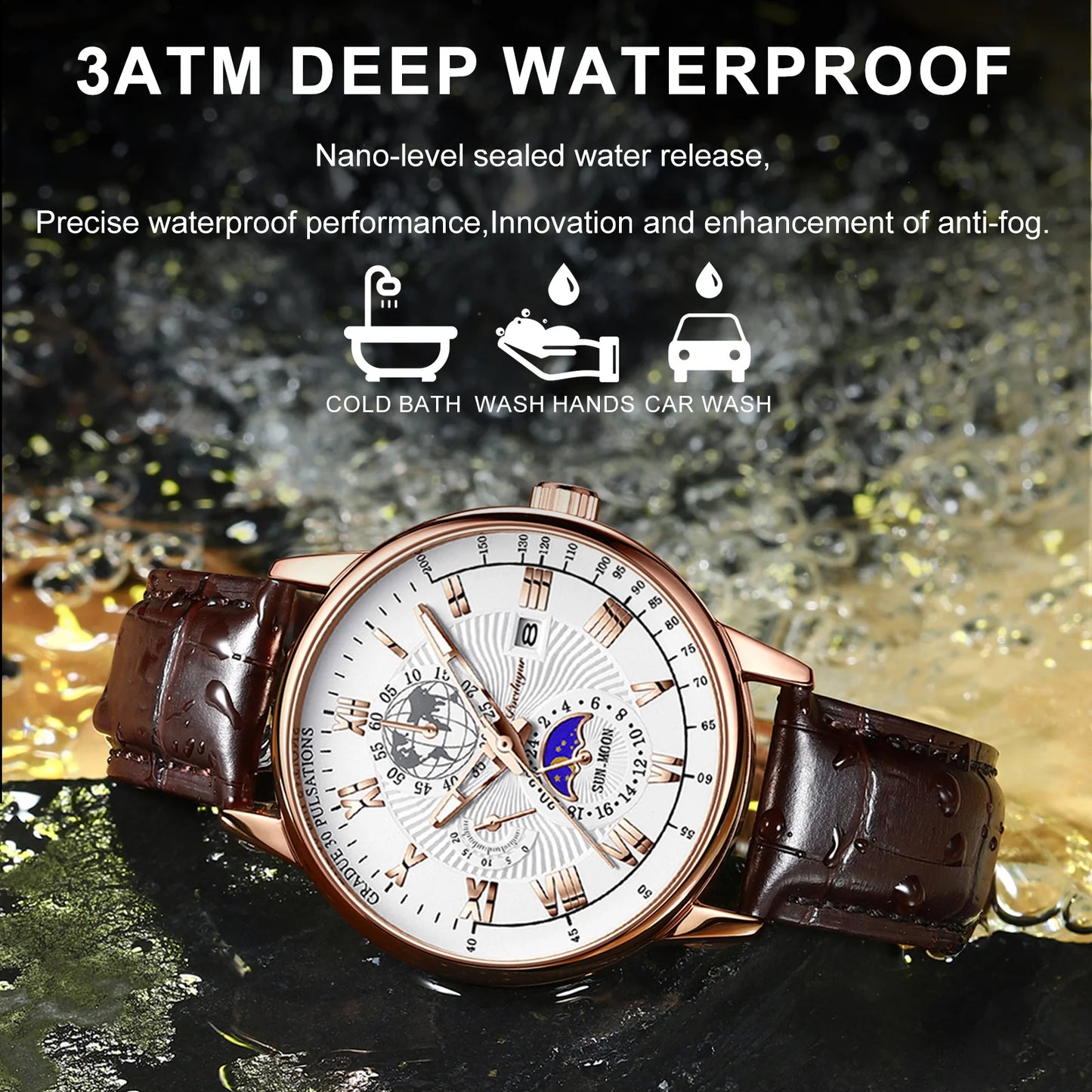 Luxury Wristwatch For Men Waterproof Luminous Chronograph Date Man Watch Leather